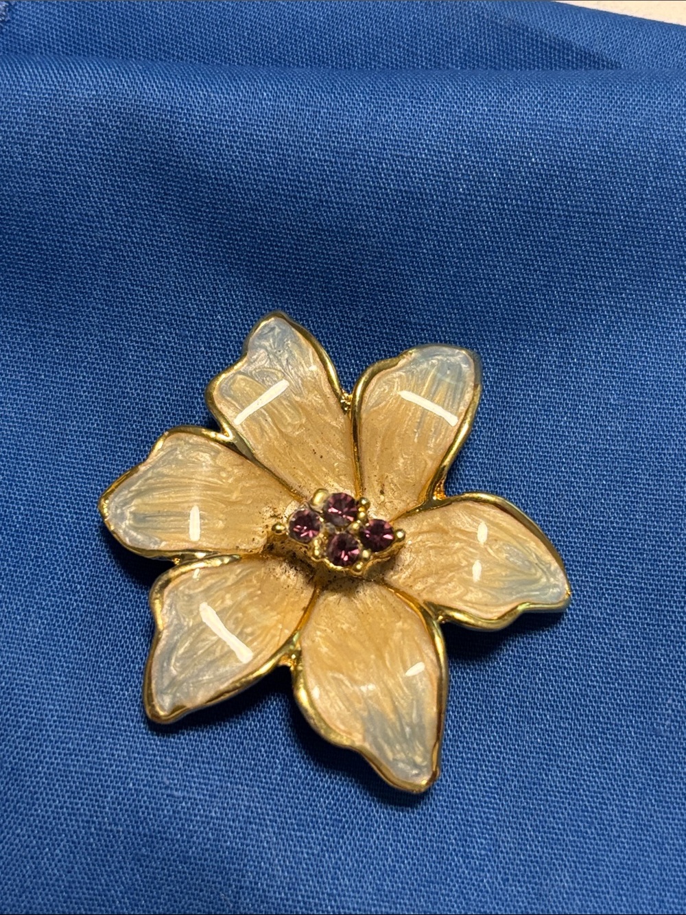 Vintage enamel lily brooch